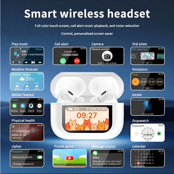 A9 Pro High Quality Sound, ENC Noise Reduction Wireless AirPods With Smart Touch Screen Control - My Store