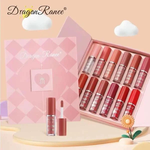 Dragon Ranee 12 - color Matte Lip Gloss Set – Long - lasting Waterproof Lip Gloss Set, High - pigment Liquid Lipstick Collection – Smooth Velvet Finish – Perfect For Daily Wear, Gifting & Professional Use - My Store
